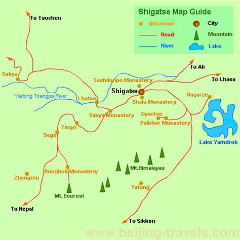 Shigatse Map - Shigatse Travel Map - Shigatse Tour Map