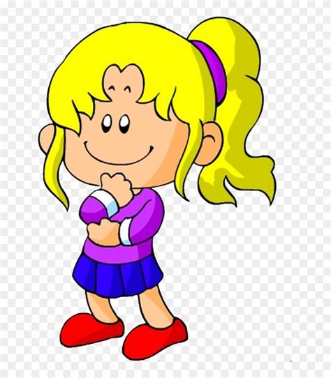 Cartoon Child Clip Art - Little Girl Thinking Png - Free Transparent ...