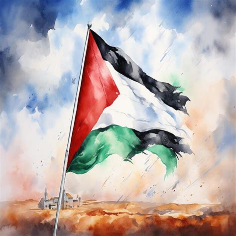 Premium AI Image | Watercolor Tribute to Palestine's Flag AI Generative