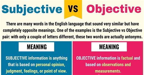 Subjective vs. Objective: Differences between Objective vs. Subjective • 7ESL