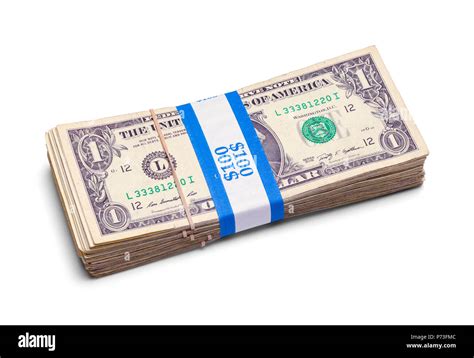 Stack of One Dollar Bills Isolated on a White Background Stock Photo ...