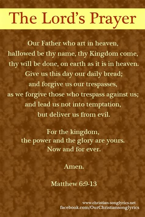 The Lord's Prayer - Matthew 6:9-13 ~ song lyrics