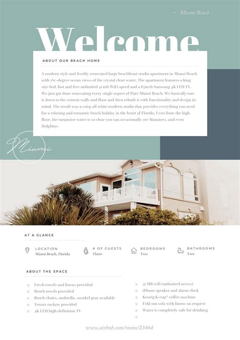 Printable Airbnb Welcome Book Template Free