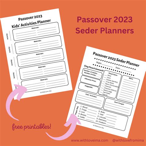 Passover 2023 Seder Planners - With Love, Ima