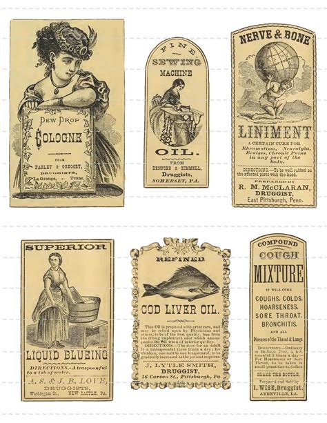 Antique Apothecary Labels Digital Download Vintage Pharmacy Druggist Drugstore General Store ...