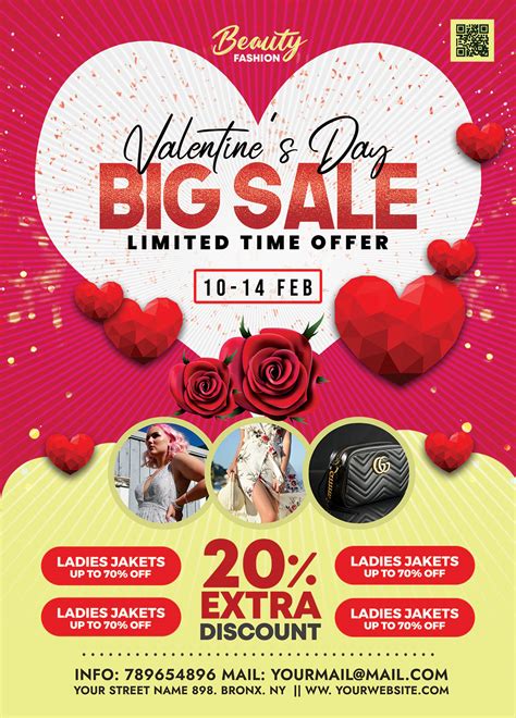 Happy Valentine's Day Sale Promotion Flyer PSD | PSDFreebies.com