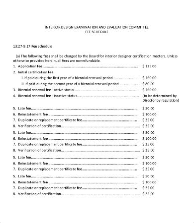 Fee Schedule Template - 14+Free Word, PDF Documents Download | Free & Premium Templates