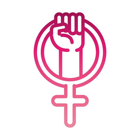 feminism movement icon symbol of female gender raised hand rights ...