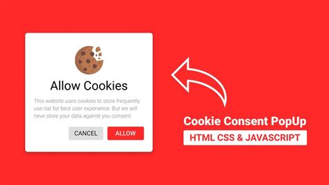 How to create a Cookie Consent PopUp using JavaScript || Allow Cookies Modal HTML & CSS - YouTube