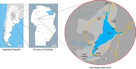 Geographical representation of the area under study: the San Roque Dam,... | Download Scientific ...