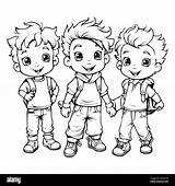 Cheerful Little Boys Coloring Page For Kids Stock Vector Image & Art  sketch template