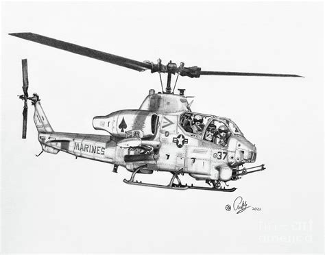 USMC AH-1W Super Cobra Drawing by Arturo Perez - Fine Art America