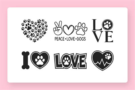 Dog Love Paw Prints Silhouettes - Dreamstale