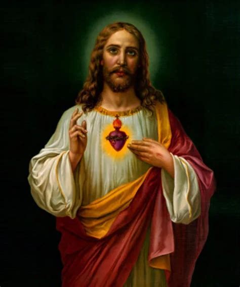 Sacred Heart of Jesus Christ Religious Classical Portrait OIL PAINTING ON CANVAS Hand Painted ...