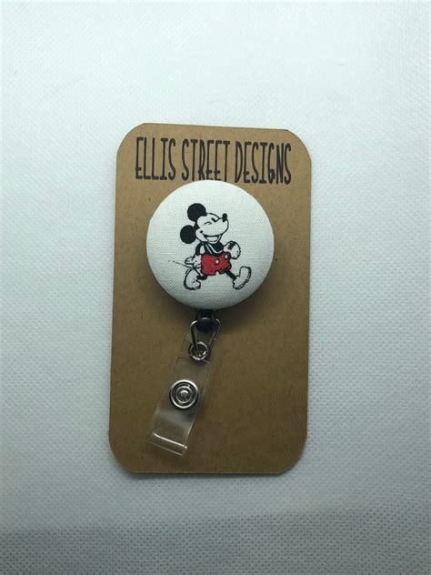 Retractable Badge ID Holder Disney Mickey Mouse and Minnie | Etsy