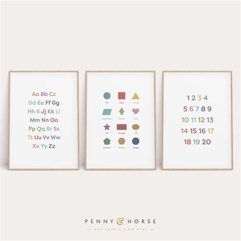 Kids Wall Art, Children's Nursery Art, Set of 3 Prints, Educational ...