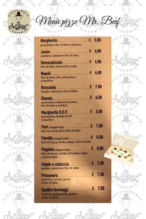 Menu da Mr. Beef ristorante, Latina