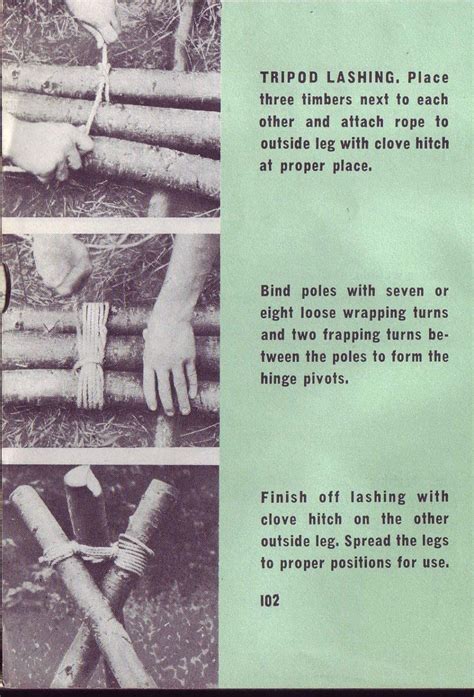 Simple Tripod Lashing | SCOUT PIONEERING | Survival knots, Bridal survival kit, Wilderness ...