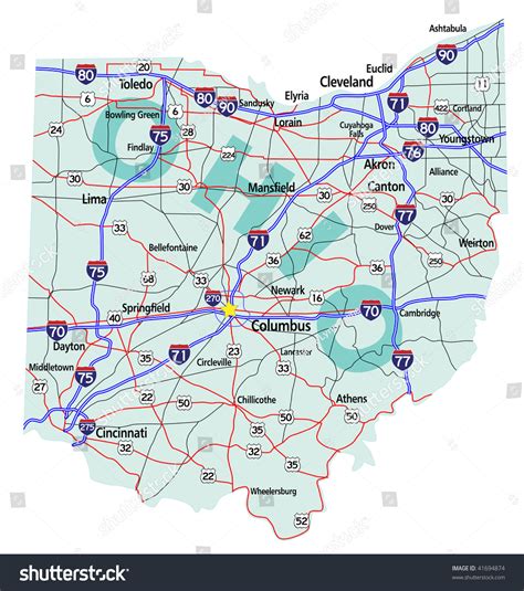 State Road Map Interstates Us Highways Stock Vector (Royalty Free ...