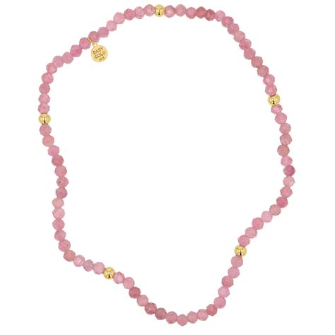 14K Gold Pink Sapphire Stretch Beaded Bracelet – Baby Gold
