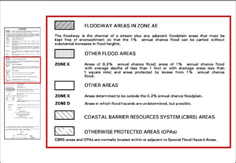 Partial section of the Legend: Dark gray pattern: Floodway Areas In Zone AE. The floodway is the ...