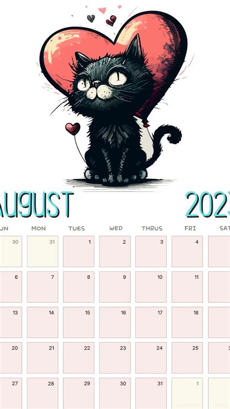 2023 Cat Printable Calendar | Cat printable, Printable calendar, 9 and 10