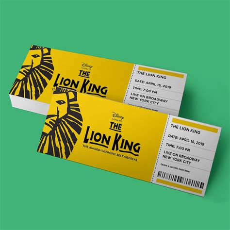 Billets PERSONNALISÉS Le Roi Lion Broadway Théâtre - Etsy France