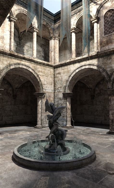 Fountain and Courtyard | CGTrader