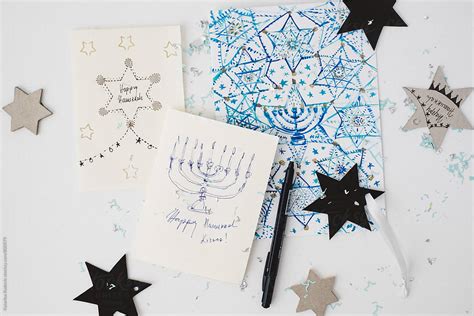 "Handwritten DIY Hanukkah Holiday Cards With Star Ornaments" by Stocksy ...