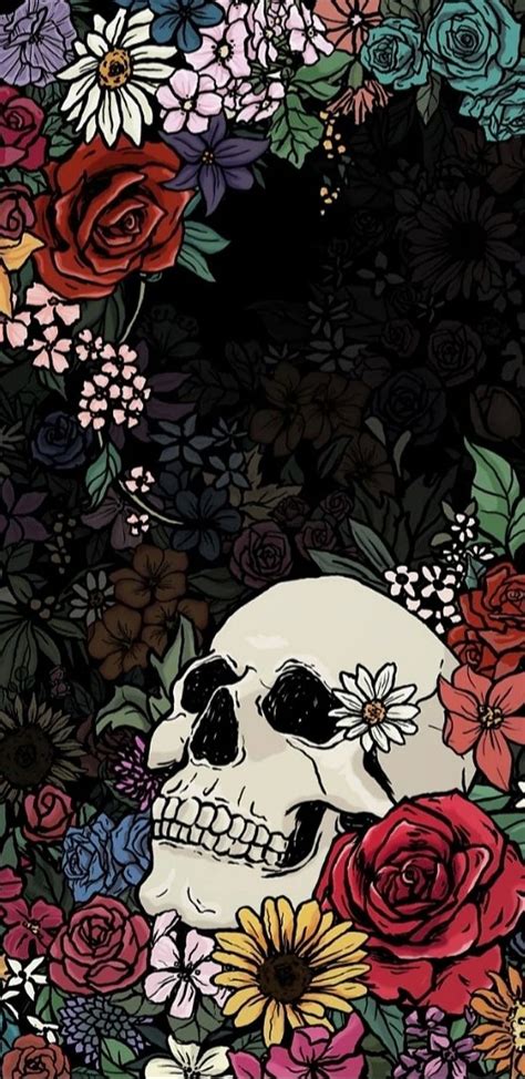 . Cráneo, Arte del cráneo, , Cráneo de flores fondo de pantalla del teléfono | Pxfuel