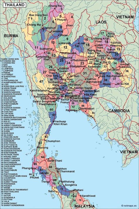 Thailand Political Map Eps Illustrator Map Vector World Maps - Photos