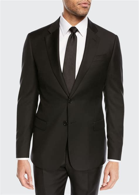 Emporio Armani Super 130s Wool Two-Piece Suit, Black - Bergdorf Goodman