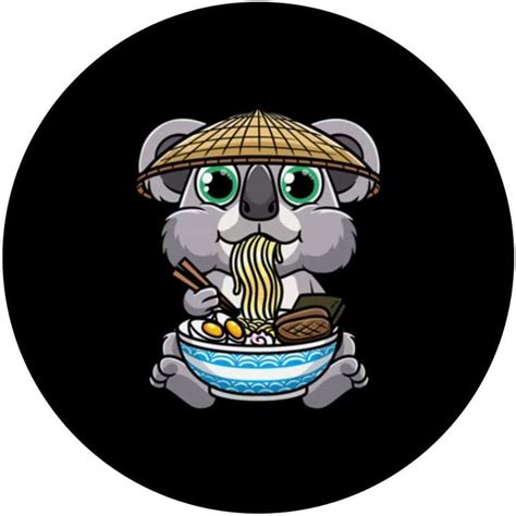 a cartoon koala eating noodles in a bowl
