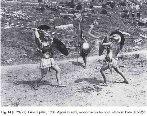 Vintage Delphi - 1930 AD. Greece. Reenacting Athenian Hoplites(bearing muscle anatomical ...