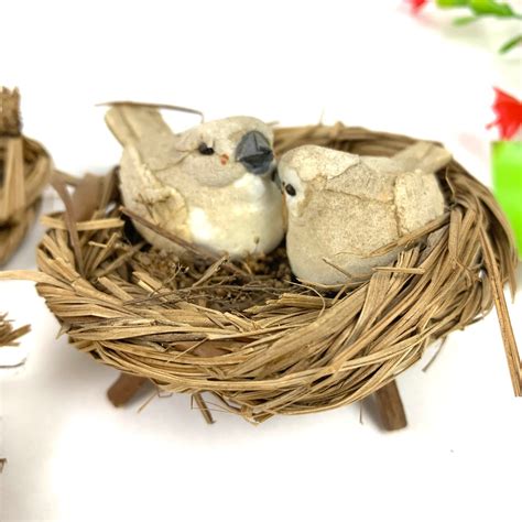 Precious Vintage Set of 3 Bird Nest With Birds in It Foam and - Etsy