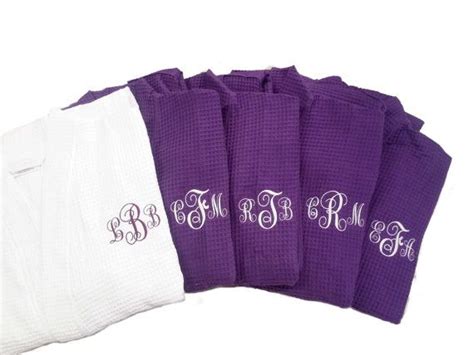 Custom Designed Monogrammed Bathrobes Personalized by FiveBeyond White Bridesmaid, Purple ...