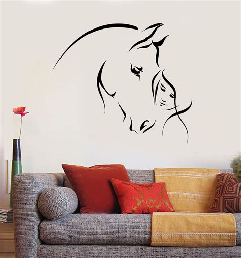 Vinyl Wall Decal Abstract Horse Head Girl Pet Animal Stickers (1900ig ...