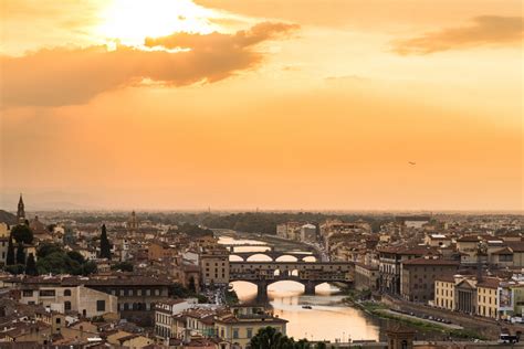 Sunset view of bridge Ponte Vecchio. Florence, Italy Royalty-Free Stock Image - Storyblocks