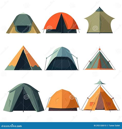 Tent Vector Illustration Set, Camping Tent Stock Illustration - Illustration of atmospher, tend ...