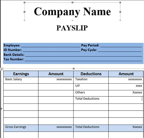 Payslip Template Format In Excel And Word - Free Excel Templates | Exceltemple