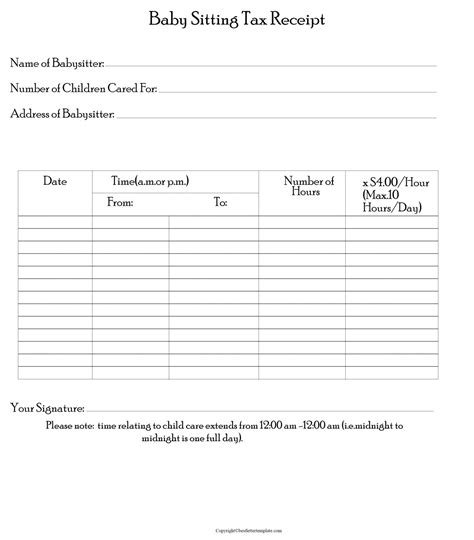 Free Blank Printable Tax Receipt Template with Example in PDF