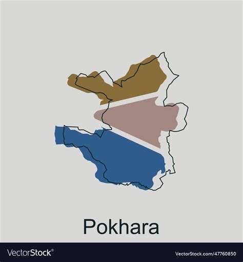 Map of pokhara geometric outline design country Vector Image