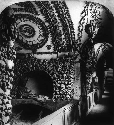 Stretched Canvas Art - Roman Catacombs. /Ncorridor In The Cappuccino Catacombs With Skulls As ...