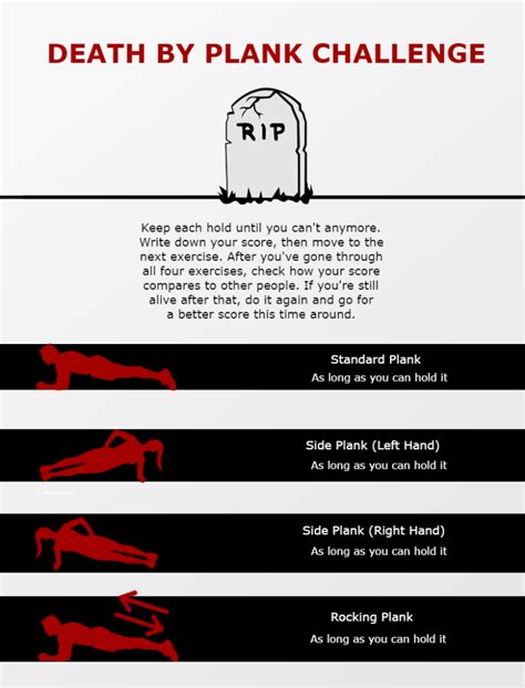 The Death By Plank Challenge - Body Weight And Calisthenics Exercises & Workouts