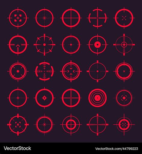 Crosshair gun sight icons bullseye red Royalty Free Vector