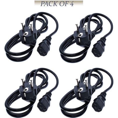 Pack Of 4 AC Copper Power Cable Power Extension Cord For PC Computer ...