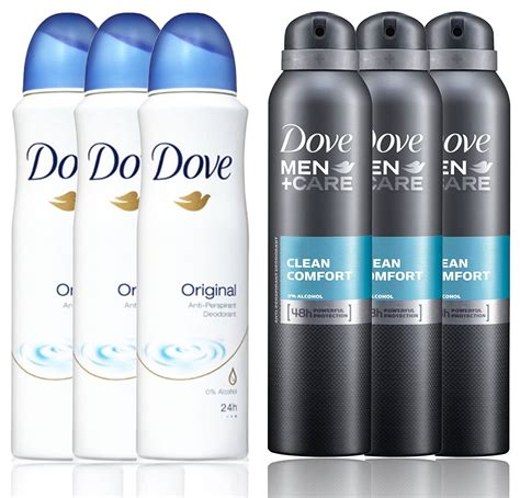 3 Bottles Dove Anti-Perspirant Deodorant Original & 3 Bottles Dove Men + Care Clean Comfort ...