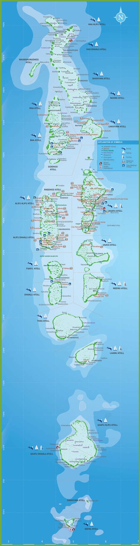 Maldives hotel and resort map - Ontheworldmap.com