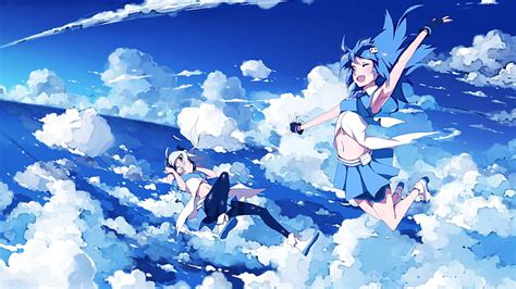 HD wallpaper: two anime girls in sky, bilibili, clouds, skydiving, falling | Wallpaper Flare