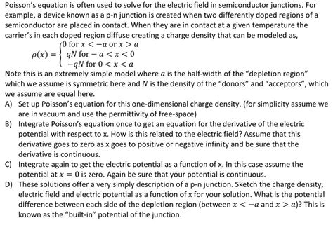 Solved Poisson's equation is often used to solve for the | Chegg.com